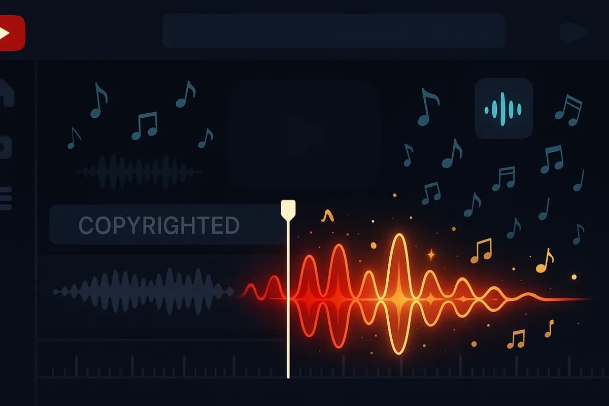 YouTube AI Music Generator 2026 Studio desktop auteursrechtelijke audio vervangen Content ID strikes monetisatie Epidemic Sound Artlist besparing creators